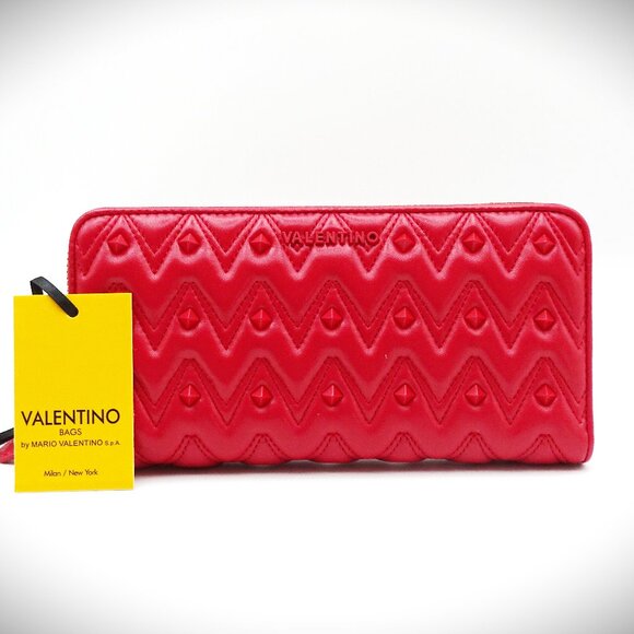VALENTINO by MARIO VALENTINO Leonard Sauvage Leather Continental Wallet in Red - Picture 1 of 11